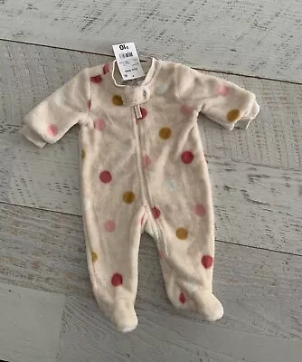 Baby Girls  Sz 0-3 Mths Zippy Fleece One Piece Coverall NEW WITH TAGS • $8.90