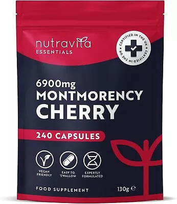 Montmorency Cherry 6900mg | 240 Capsules | Tart Cherry Extract | Vegan Made UK.. • £8.94