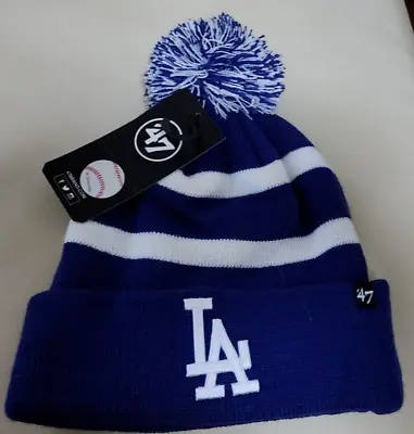 NWT Los Angeles Dodgers Beanie Pom Winter Hat Blue MLB 47 Brand • $23