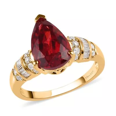 4.75ctw Lab Created Padparadscha Sapphire & Moissanite Ring Vermeil Plated Sze 8 • $53