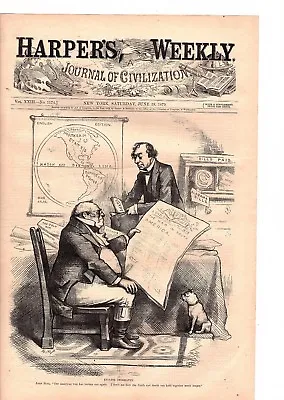 JOHN BULL MASON DIXON LINE GEOGRAPHY AMERICAN WAR 1879 Nast  Political • $17.50