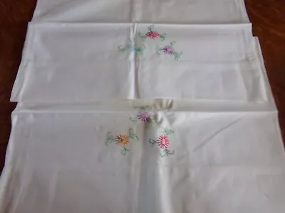 Small Embroidered Flowered Pillow Cases 21 1/2  By 32  • $3