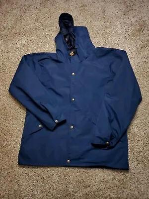 Vintage Cabela's Gore-Tex Jacket Large Mens Blue Hooded Full Zip Snap USA Made • $50