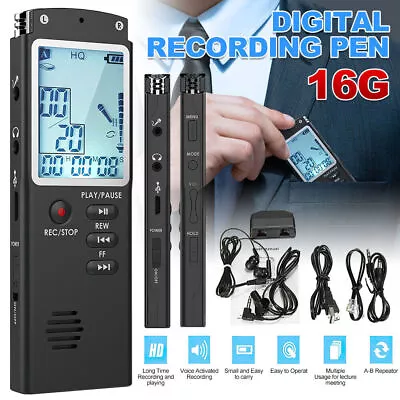 16GB Intelligent Digital Audio Voice Phone Recorder Dictaphone MP3 Player • £17.90