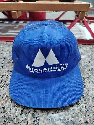 Vintage Midland LMR Land Mobile Radio Corduroy Hat Snapback Cap - Blue • $9.99