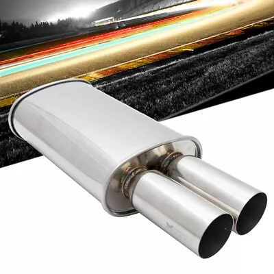 Megan M-DT Series 2.5  Inlet Exhaust Muffler [Silver Chrome Canister / Tips] • $140.15