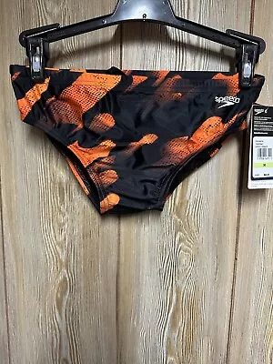 Speedo Men's Powerflex Eco Race Swim Brief Swimsuit Speedo Orange Size 30 NWT • $22.99