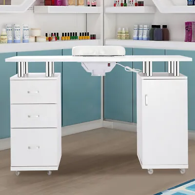 White Professional Manicure Table Salon Nail Station Beauty Desk +Dust Collector • £169.95