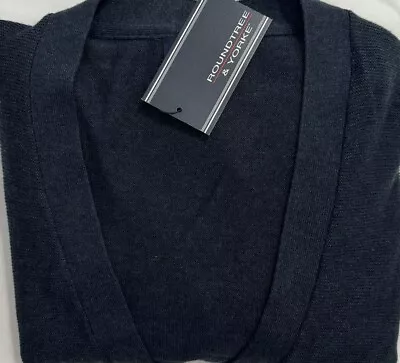 New Roundtree & Yorke Men's Cardigan Navy Heather Color Size M $35.00 • $35