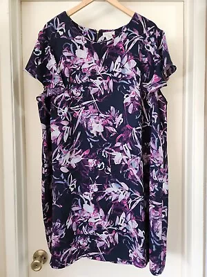 $19 • Buy Rachel Zoe Floral Flutter Cap Sleeve Shift Dress Size 3X 