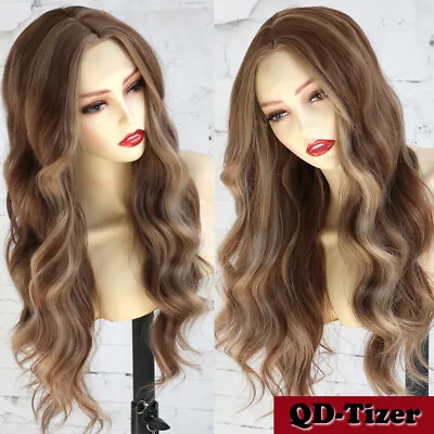 $25.42 • Buy Blonde Highlight Hair Long Loose Wavy Synthetic Wigs Full Natural Women Cosplay