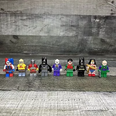 Lot Of 9 Lego DC Comics Minifigures Batman Wonder Woman Scarecrow Joker Harley • $21.99