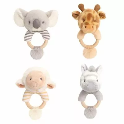 Baby Ring Rattle Soft Toy Animals 14cm New Baby Gift Giraffe Zebra Eco Keel Toys • £9.50