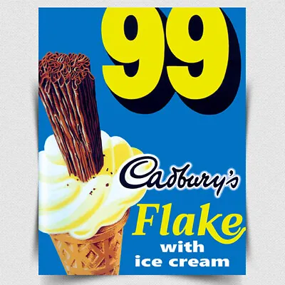 99 Flake Ice Cream Cadbury Metal Sign Advert Retro Retro Plaque - A3 420x297 Mm • £13.95