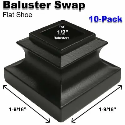 Baluster Swap Flat Shoes For Metal Balusters (10-Pack) NO Screw (Satin Black) • $26.50