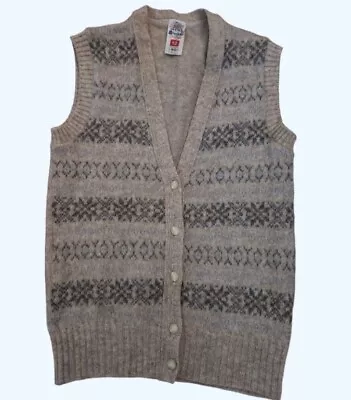 Vintage Vest 12 St Michael Sleeveless Cardigan Shetland Wool Fairisle Waistcoat • £19.95