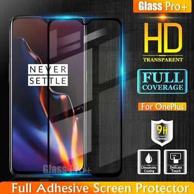 GLASS PRO+ Full Cover Black Tempered Glass Screen Protector For OnePlus 6 & 6T • $4.95