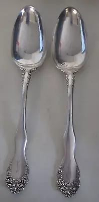 1835 R. WALLACE ANJOU Pattern Circa 1899 Silverplate J Monogram 2 Serving Spoons • $17.99