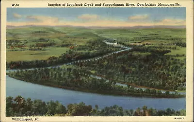 Montoursville Pennsylvania Susquehanna River Loyalsock Creek Aerial Postcard • $4.06