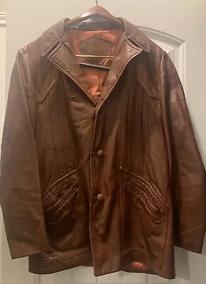 Leathercraft Process Of America Mens Cabretta Glove Leather Jacket Vintage 42 • $49.99