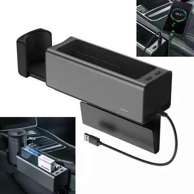 Car Seat Gap Storage Box Catch Pocket Organizer Foldable Cup Holder USB Charger • $52.22