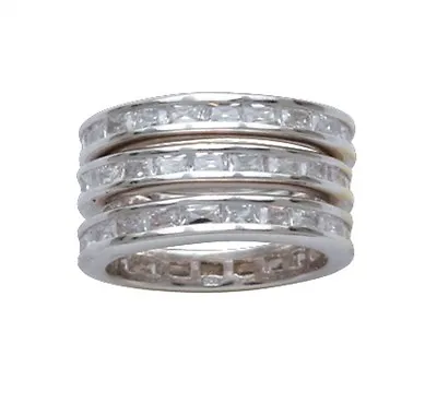 Montana Silversmiths Sterling Silver SILVER CHANNELS TRIPLE STACK RING Size 7 8 • $84