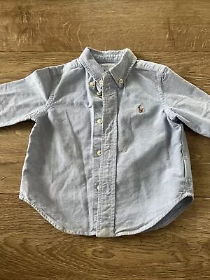 RALPH LAUREN Baby Boys Shirt 18-24 Months Blue Cotton • £12.50