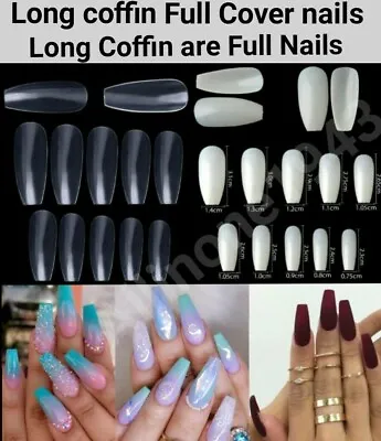 100/600/1200 Pcs Long Coffin Full Cover False Nail Tips Press On Nails - Jargod • $8.99