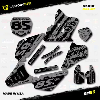 Black & Gray Slick Racing Graphics Kit Fits Suzuki RM85 01-21 Plates RM 85 Decal • $79.99