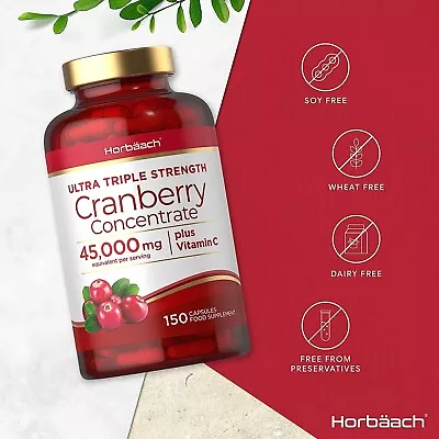 Cranberry Capsules 45000 Mg | High Strength Cranberry Extract With Vitamin C • £12.80