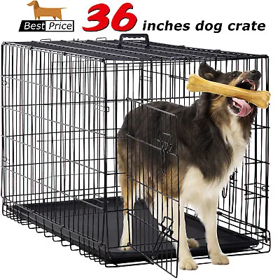 $59.99 • Buy Large Dog Crate Dog Cage Dog Kennel Metal WireDouble-Door Folding Pet Animal Pet