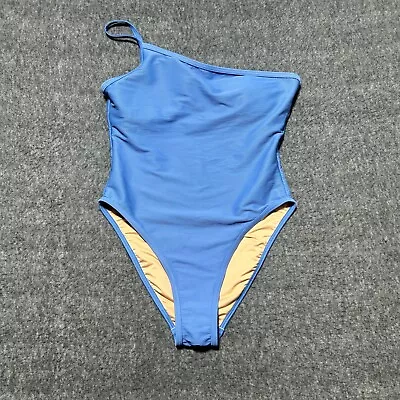 J Crew One Piece Bathing Suit Size 6 One Shoulder Swim Womens Ribbed Blue • $15.71