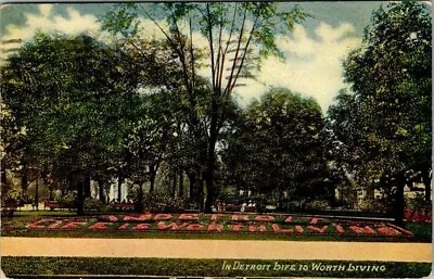 Vintage Postcard In Detroit Life Is Worth Living Detroit Michigan MI • $4