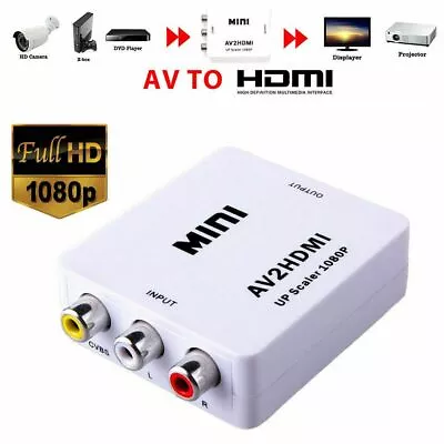 Composite AV CVBS 3RCA To HDMI Video Cable Converter 1080p Upscaling • $19.49