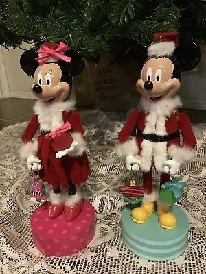 14” Disney Mickey & Minnie Mouse Santa NUTCRACKERS Christmas VINTAGE • $175