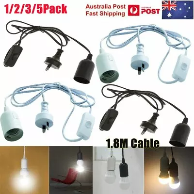 1.8M E27 Cable Cord Pendant Lamp Light Bulb Holder Socket Base With Switch • $2.84