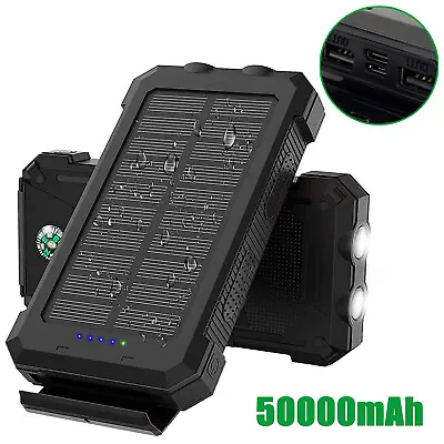 $28.89 • Buy 50000mah Solar Power Bank Portable USB Phone Charger External Backup Battery LED