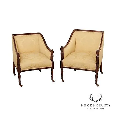 Antique 19th C. English Rosewood Pair Of Club Arm Chairs • $3295