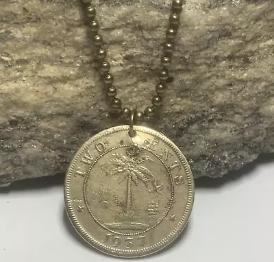 Vintage Circulated 1937 Liberia 2 Cent Coin Pendant African Elephant. A1 • $16.99