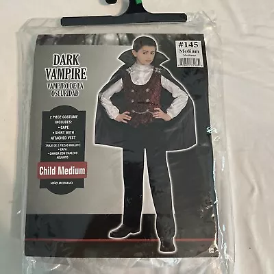 Dark Vampire Halloween Costume: 2pc Cape Shirt W/ Vest Child Medium 8-10 NEW • $12