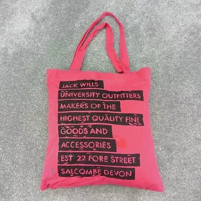 JACK WILLS PINK TOTE BAG CARRY HANDBAG SPELLOUT Y2k • £8.99