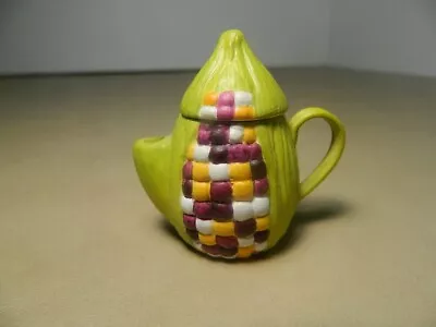 Vintage Miniature Teapot Indian Corn 2.25 H Green Husk W/Lid Unglazed Thailand • $8