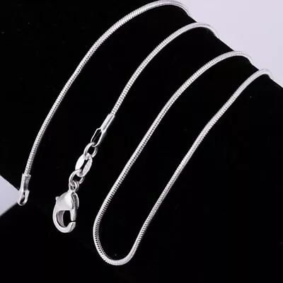 925 Sterling Silver Snake Chain Necklace W/ White Gold Finish Many Width/Length • $15.99