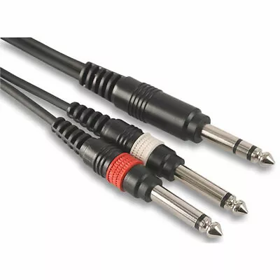 Short 30cm PRO 6.35mm STEREO Jack To 2 X 6.35mm 1/4  MONO Plugs Splitter Cable • £4.65