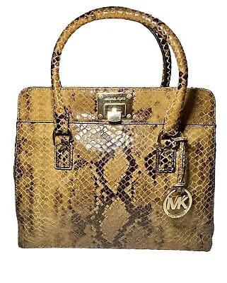 Michael Kors Python Leather Handbag Snakeskin Embossed B1310 Animal Print Safari • $64.99