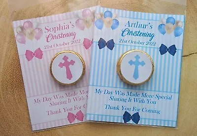 £1.25 • Buy Personalised Christening Chocolate Favours, Thank You Gift PINK OR BLUE MINT 