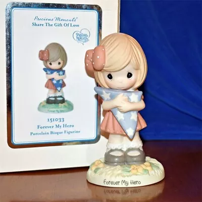 Precious Moments FOREVER MY HERO - Patriotic - Girl With Flag 151033  RARE!!! • $68