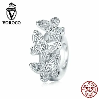 S925 Sterling Silver Spacer Beads Bracelet Charms Butterfly CZ DIY VOROCO Gifts • $8.29