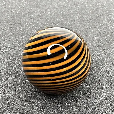 Contemporary Art Glass Marble Handmade 1.04   Swirly Orange Black Core + UV Glow • $44.99
