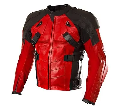 Deadpool Motorcycle Leather Jacket Men Motorbike Leather Jacket Racing Jacket CE • $199.99